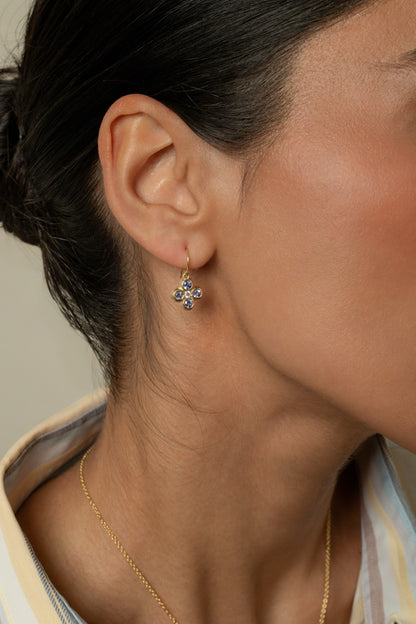 Tanzanite and Diamond Flower Drop Earrings