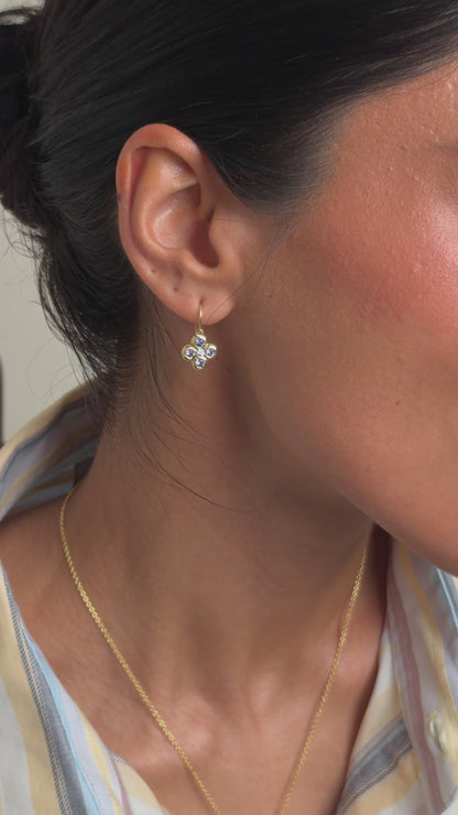 Tanzanite and Diamond Flower Drop Earrings